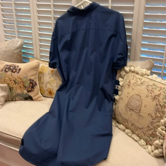 Casual Navy Blue Shirt Dress - Picture 3 of 4